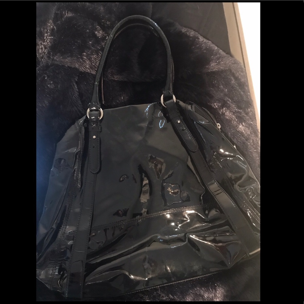 NWT Cole Haan Dome Satchel navy blue patent leather